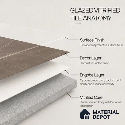 Marble Floor & Wall Tile TL 11053 Umber Strata | 4 ft x 2 ft Carving Finish Vitrified Tile - 9 mm | 6 Random Design | Suitable For Living Room, Bedroom, Bathroom