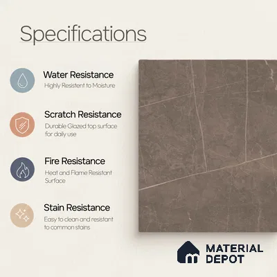 Marble Floor & Wall Tile TL 11053 Umber Strata | 4 ft x 2 ft Carving Finish Vitrified Tile - 9 mm | 6 Random Design | Suitable For Living Room, Bedroom, Bathroom