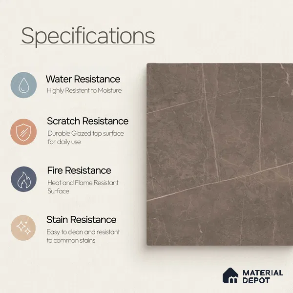Marble Floor & Wall Tile TL 11053 Umber Strata | 4 ft x 2 ft Carving Finish Vitrified Tile - 9 mm | 6 Random Design | Suitable For Living Room, Bedroom, Bathroom