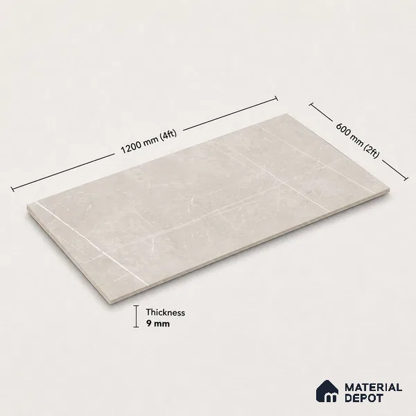 Marble Floor & Wall Tile TL 11054 Luna Trace | 4 ft x 2 ft Carving Finish Vitrified Tile - 9 mm | 6 Random Design | Suitable For Living Room, Bedroom, Bathroom