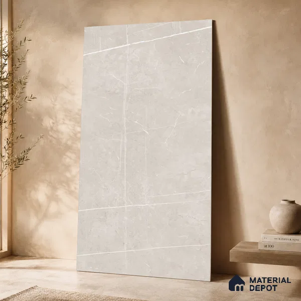Marble Floor & Wall Tile TL 11054 Luna Trace | 4 ft x 2 ft Carving Finish Vitrified Tile - 9 mm | 6 Random Design | Suitable For Living Room, Bedroom, Bathroom