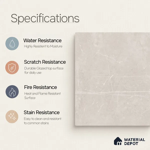 Marble Floor & Wall Tile TL 11054 Luna Trace | 4 ft x 2 ft Carving Finish Vitrified Tile - 9 mm | 6 Random Design | Suitable For Living Room, Bedroom, Bathroom