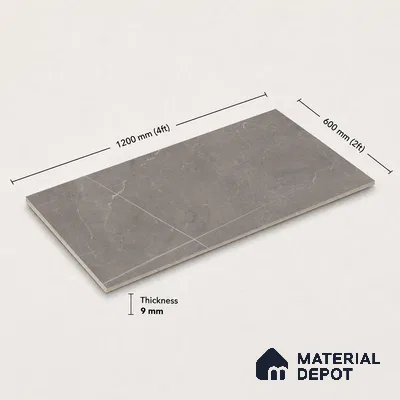 Marble Floor & Wall Tile TL 11055 Graphite Strata | 4 ft x 2 ft Carving Finish Vitrified Tile - 9 mm | 6 Random Design | Suitable For Living Room, Bedroom, Bathroom