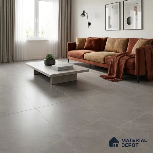 Marble Wall & Floor Tile TL 11055 Dark Grey 4 ft x 2 ft Matte Carving Finish Vitrified Tile - 9 mm | 6 Random Designs | Suitable For Living Room, Bedroom, Kitchen