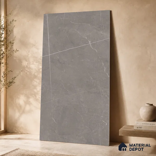 Marble Floor & Wall Tile TL 11055 Graphite Strata | 4 ft x 2 ft Carving Finish Vitrified Tile - 9 mm | 6 Random Design | Suitable For Living Room, Bedroom, Bathroom