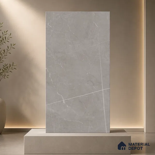 Marble Floor & Wall Tile TL 11055 Graphite Strata | 4 ft x 2 ft Carving Finish Vitrified Tile - 9 mm | 6 Random Design | Suitable For Living Room, Bedroom, Bathroom
