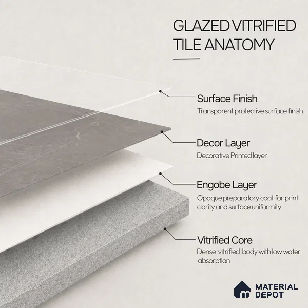 Marble Floor & Wall Tile TL 11055 Graphite Strata | 4 ft x 2 ft Carving Finish Vitrified Tile - 9 mm | 6 Random Design | Suitable For Living Room, Bedroom, Bathroom