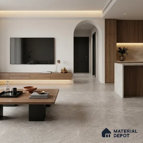 Marble Wall & Floor Tile TL 11059 Dark Grey 4 ft x 2 ft Matte Carving Finish Vitrified Tile - 9 mm | 6 Random Designs | Suitable For Living Room, Bedroom, Kitchen