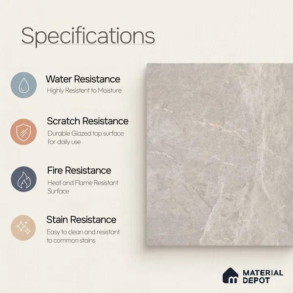 Marble Floor & Wall Tile TL 11059 Selene Vein | 4 ft x 2 ft Carving Finish Vitrified Tile - 9 mm | 6 Random Design | Suitable For Living Room, Bedroom, Bathroom