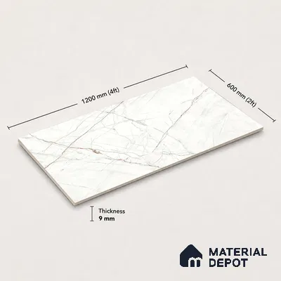 Marble Floor & Wall Tile TL 11060 Alpine Strata | 4 ft x 2 ft Carving Finish Vitrified Tile - 9 mm | 3 Random Design | Suitable For Living Room, Bedroom, Bathroom