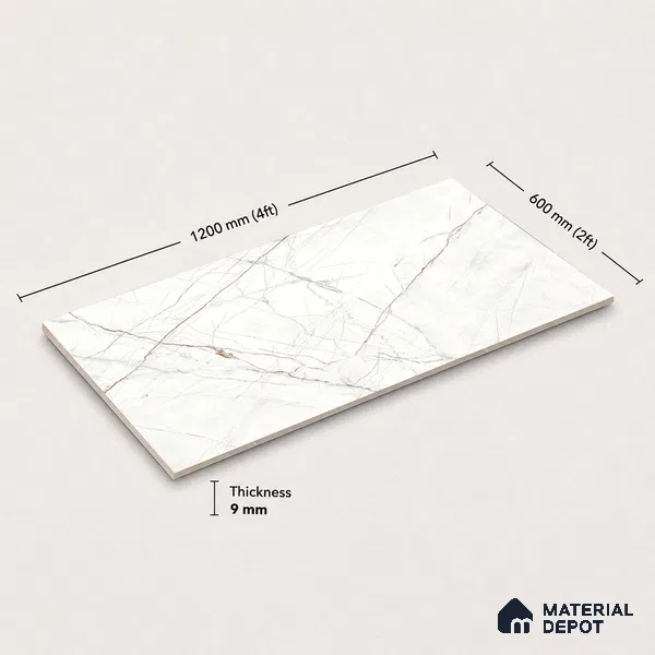 Marble Floor & Wall Tile TL 11060 Alpine Strata | 4 ft x 2 ft Carving Finish Vitrified Tile - 9 mm | 3 Random Design | Suitable For Living Room, Bedroom, Bathroom