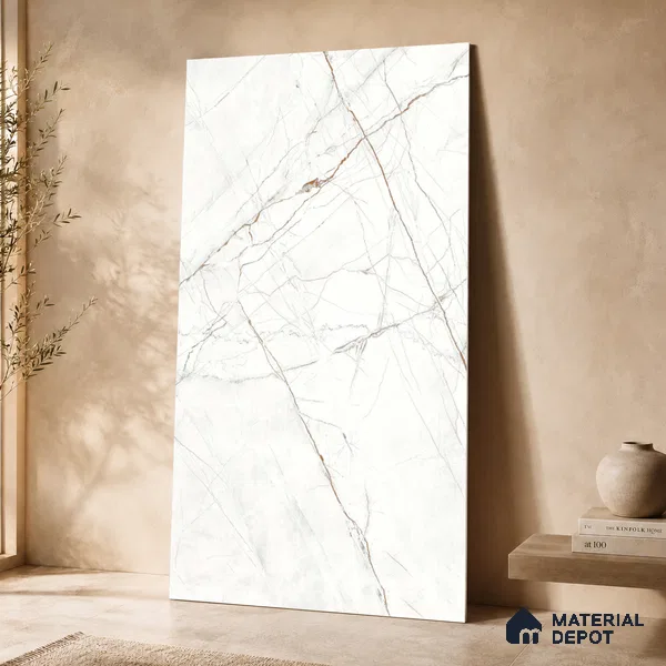 Marble Floor & Wall Tile TL 11060 Alpine Strata | 4 ft x 2 ft Carving Finish Vitrified Tile - 9 mm | 3 Random Design | Suitable For Living Room, Bedroom, Bathroom