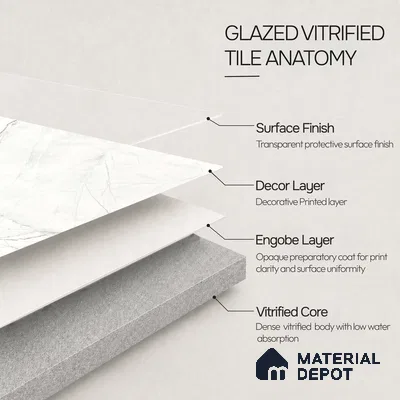 Marble Floor & Wall Tile TL 11060 Alpine Strata | 4 ft x 2 ft Carving Finish Vitrified Tile - 9 mm | 3 Random Design | Suitable For Living Room, Bedroom, Bathroom