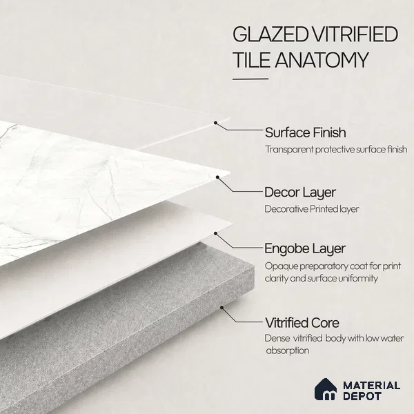 Marble Floor & Wall Tile TL 11060 Alpine Strata | 4 ft x 2 ft Carving Finish Vitrified Tile - 9 mm | 3 Random Design | Suitable For Living Room, Bedroom, Bathroom