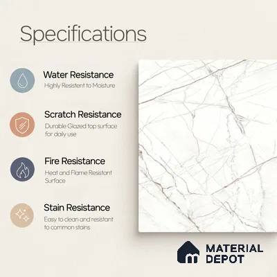 Marble Floor & Wall Tile TL 11060 Alpine Strata | 4 ft x 2 ft Carving Finish Vitrified Tile - 9 mm | 3 Random Design | Suitable For Living Room, Bedroom, Bathroom