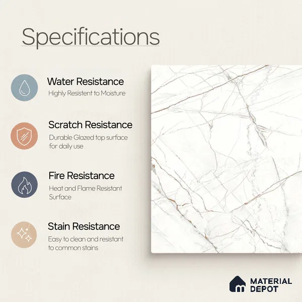 Marble Floor & Wall Tile TL 11060 Alpine Strata | 4 ft x 2 ft Carving Finish Vitrified Tile - 9 mm | 3 Random Design | Suitable For Living Room, Bedroom, Bathroom