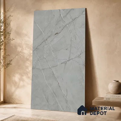 Marble Floor & Wall Tile TL 11061 Argento Stria | 4 ft x 2 ft Carving Finish Vitrified Tile - 9 mm | 3 Random Design | Suitable For Living Room, Bedroom, Bathroom