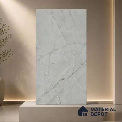 Marble Floor & Wall Tile TL 11061 Argento Stria | 4 ft x 2 ft Carving Finish Vitrified Tile - 9 mm | 3 Random Design | Suitable For Living Room, Bedroom, Bathroom