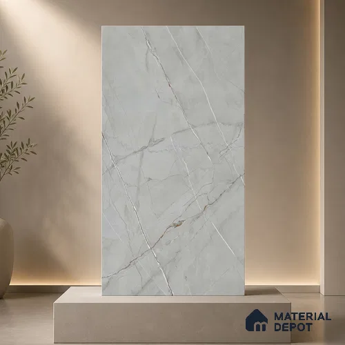 Marble Floor & Wall Tile TL 11061 Argento Stria | 4 ft x 2 ft Carving Finish Vitrified Tile - 9 mm | 3 Random Design | Suitable For Living Room, Bedroom, Bathroom
