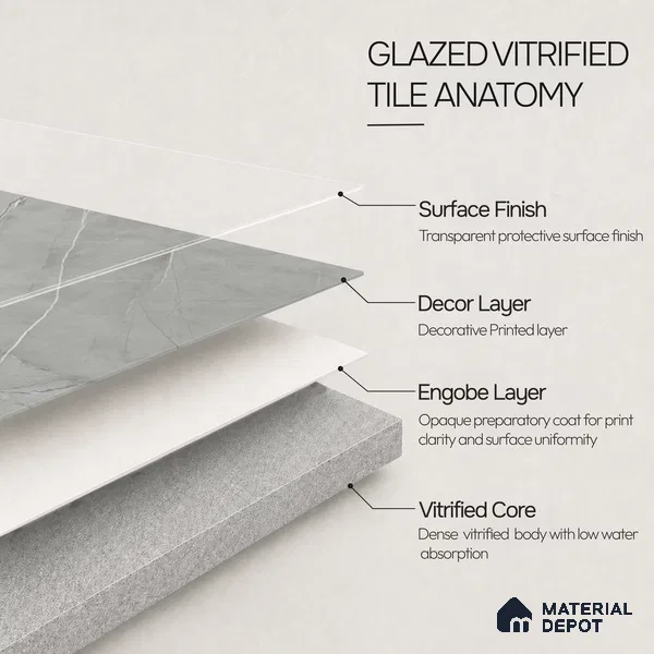 Marble Floor & Wall Tile TL 11061 Argento Stria | 4 ft x 2 ft Carving Finish Vitrified Tile - 9 mm | 3 Random Design | Suitable For Living Room, Bedroom, Bathroom