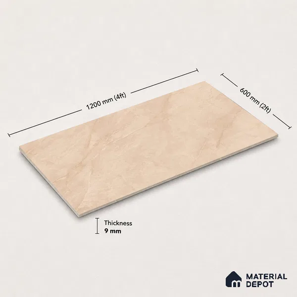 Marble Floor & Wall Tile TL 11062 Sienna Veil | 4 ft x 2 ft Carving Finish Vitrified Tile - 9 mm | 4 Random Design | Suitable For Living Room, Bedroom, Bathroom