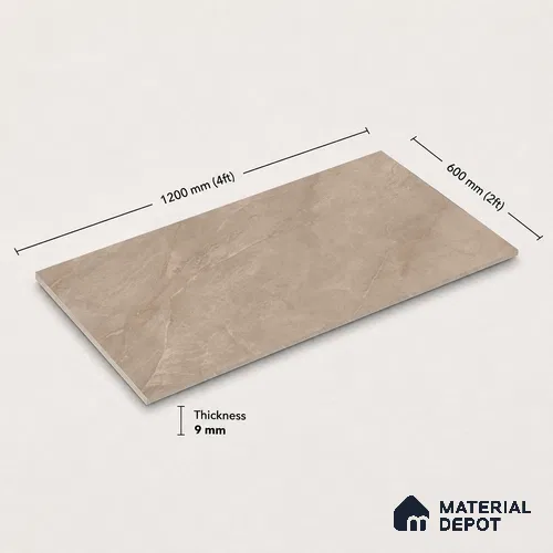Marble Wall & Floor Tile TL 11063 Brown 4 ft x 2 ft Matte Carving Finish Vitrified Tile - 9 mm | 4 Random Designs | Suitable For Living Room, Bedroom, Kitchen