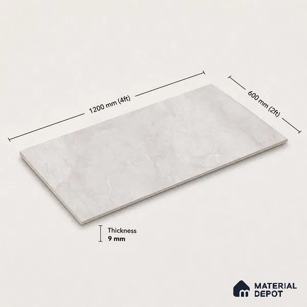 Marble Floor & Wall Tile TL 11064 Lunar Drift | 4 ft x 2 ft Carving Finish Vitrified Tile - 9 mm | 4 Random Design | Suitable For Living Room, Bedroom, Bathroom