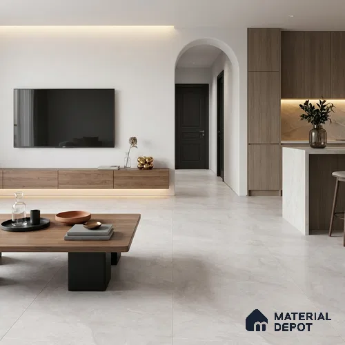 Marble Wall & Floor Tile TL 11064 White 4 ft x 2 ft Matte Carving Finish Vitrified Tile - 9 mm | 4 Random Designs | Suitable For Living Room, Bedroom, Kitchen