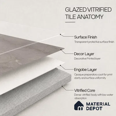 Marble Floor & Wall Tile TL 11065 Slate Drift | 4 ft x 2 ft Carving Finish Vitrified Tile - 9 mm | 4 Random Design | Suitable For Living Room, Bedroom, Bathroom
