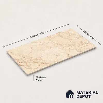 Marble Floor & Wall Tile TL 11066 Sienna Vein | 4 ft x 2 ft Carving Finish Vitrified Tile - 9 mm | 3 Random Design | Suitable For Living Room, Bedroom, Bathroom