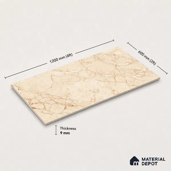 Marble Floor & Wall Tile TL 11066 Sienna Vein | 4 ft x 2 ft Carving Finish Vitrified Tile - 9 mm | 3 Random Design | Suitable For Living Room, Bedroom, Bathroom