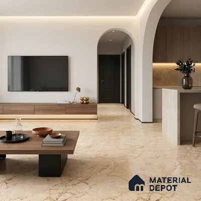 Marble Wall & Floor Tile TL 11066 Beige 4 ft x 2 ft Matte Carving Finish Vitrified Tile - 9 mm | 3 Random Designs | Suitable For Living Room, Bedroom, Kitchen