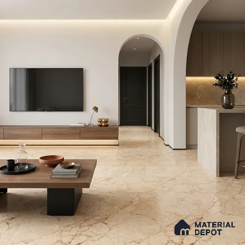 Marble Wall & Floor Tile TL 11066 Beige 4 ft x 2 ft Matte Carving Finish Vitrified Tile - 9 mm | 3 Random Designs | Suitable For Living Room, Bedroom, Kitchen
