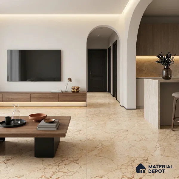 Marble Wall & Floor Tile TL 11066 Beige 4 ft x 2 ft Matte Carving Finish Vitrified Tile - 9 mm | 3 Random Designs | Suitable For Living Room, Bedroom, Kitchen