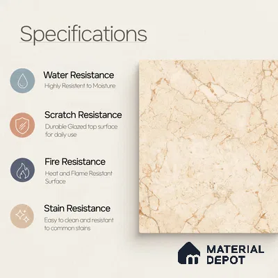Marble Floor & Wall Tile TL 11066 Sienna Vein | 4 ft x 2 ft Carving Finish Vitrified Tile - 9 mm | 3 Random Design | Suitable For Living Room, Bedroom, Bathroom