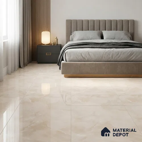 Marble Wall & Floor Tile TL 11068 Beige 4 ft x 2 ft Glossy Finish Vitrified Tile - 9 mm | 6 Random Designs | Suitable For Living Room, Bedroom, Dining