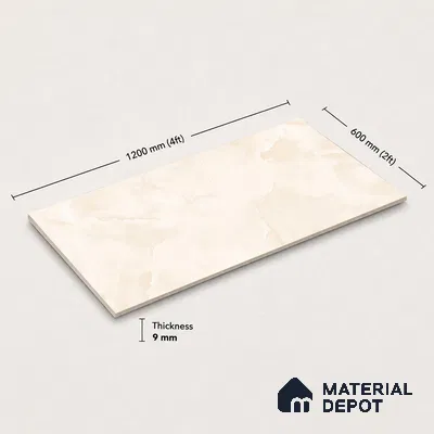 Marble Floor & Wall Tile TL 11068 Lucent Alabaster | 4 ft x 2 ft Glossy Finish Vitrified Tile - 9 mm | 6 Random Design | Suitable For Living Room, Bedroom, Bathroom