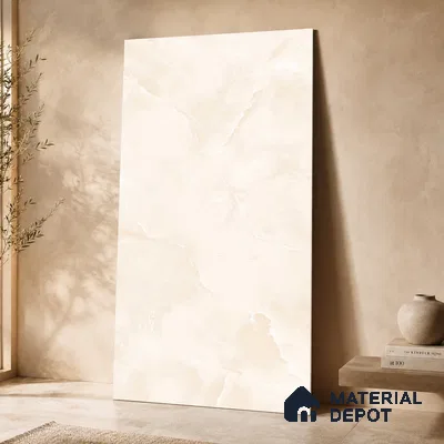 Marble Floor & Wall Tile TL 11068 Lucent Alabaster | 4 ft x 2 ft Glossy Finish Vitrified Tile - 9 mm | 6 Random Design | Suitable For Living Room, Bedroom, Bathroom
