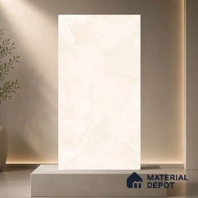 Marble Floor & Wall Tile TL 11068 Lucent Alabaster | 4 ft x 2 ft Glossy Finish Vitrified Tile - 9 mm | 6 Random Design | Suitable For Living Room, Bedroom, Bathroom