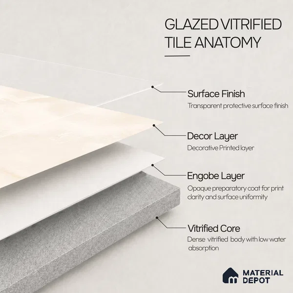 Marble Floor & Wall Tile TL 11068 Lucent Alabaster | 4 ft x 2 ft Glossy Finish Vitrified Tile - 9 mm | 6 Random Design | Suitable For Living Room, Bedroom, Bathroom