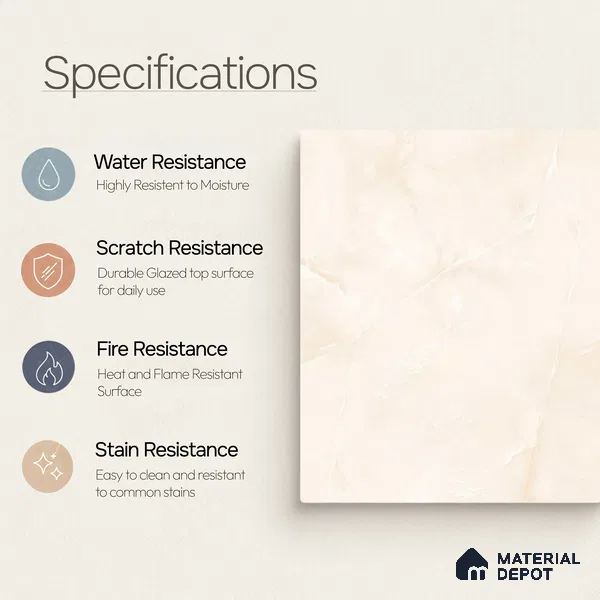 Marble Floor & Wall Tile TL 11068 Lucent Alabaster | 4 ft x 2 ft Glossy Finish Vitrified Tile - 9 mm | 6 Random Design | Suitable For Living Room, Bedroom, Bathroom