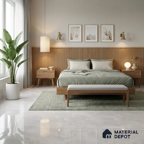 Marble Wall & Floor Tile TL 11069 Light Grey 4 ft x 2 ft Glossy Finish Vitrified Tile - 9 mm | 4 Random Designs | Suitable For Living Room, Bedroom, Dining