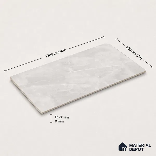 Marble Floor & Wall Tile TL 11069 Luna Veil | 4 ft x 2 ft Glossy Finish Vitrified Tile - 9 mm | 4 Random Design | Suitable For Living Room, Bedroom, Bathroom