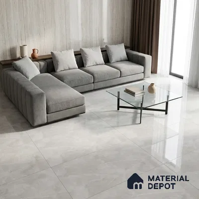 Marble Wall & Floor Tile TL 11069 Light Grey 4 ft x 2 ft Glossy Finish Vitrified Tile - 9 mm | 4 Random Designs | Suitable For Living Room, Bedroom, Dining