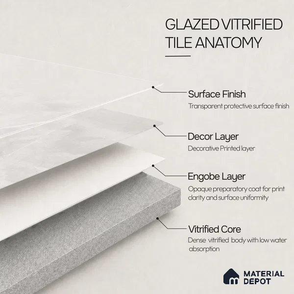 Marble Floor & Wall Tile TL 11069 Luna Veil | 4 ft x 2 ft Glossy Finish Vitrified Tile - 9 mm | 4 Random Design | Suitable For Living Room, Bedroom, Bathroom
