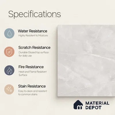 Marble Floor & Wall Tile TL 11069 Luna Veil | 4 ft x 2 ft Glossy Finish Vitrified Tile - 9 mm | 4 Random Design | Suitable For Living Room, Bedroom, Bathroom