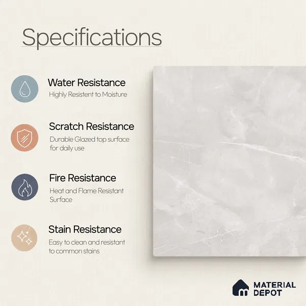 Marble Floor & Wall Tile TL 11069 Luna Veil | 4 ft x 2 ft Glossy Finish Vitrified Tile - 9 mm | 4 Random Design | Suitable For Living Room, Bedroom, Bathroom