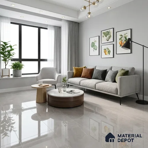 Marble Wall & Floor Tile TL 11070 Dark Grey 4 ft x 2 ft Glossy Finish Vitrified Tile - 9 mm | 4 Random Designs | Suitable For Living Room, Bedroom, Dining