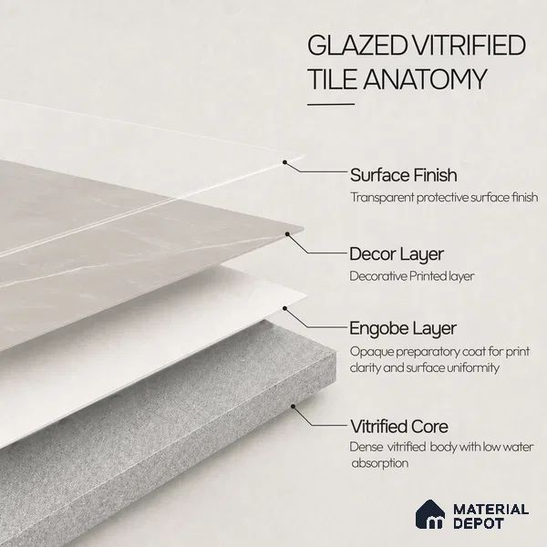 Marble Floor & Wall Tile TL 11070 Sereno Veil | 4 ft x 2 ft Glossy Finish Vitrified Tile - 9 mm | 4 Random Design | Suitable For Living Room, Bedroom, Bathroom