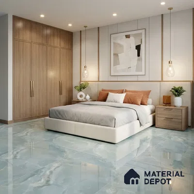 Marble Wall & Floor Tile TL 11071 Blue 4 ft x 2 ft Glossy Finish Vitrified Tile - 9 mm | 6 Random Designs | Suitable For Living Room, Bedroom, Dining